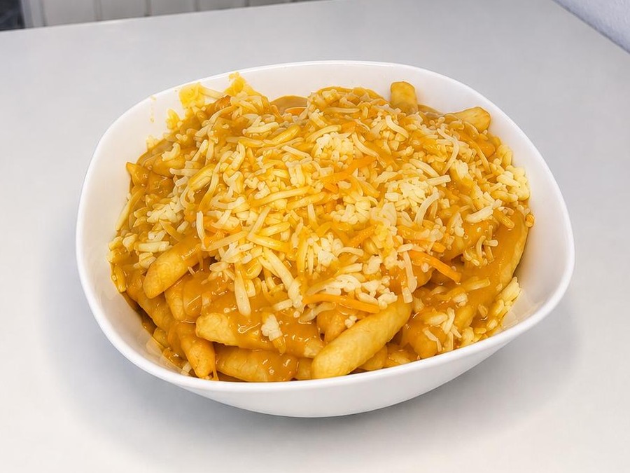 Bowl of curry cheese chips