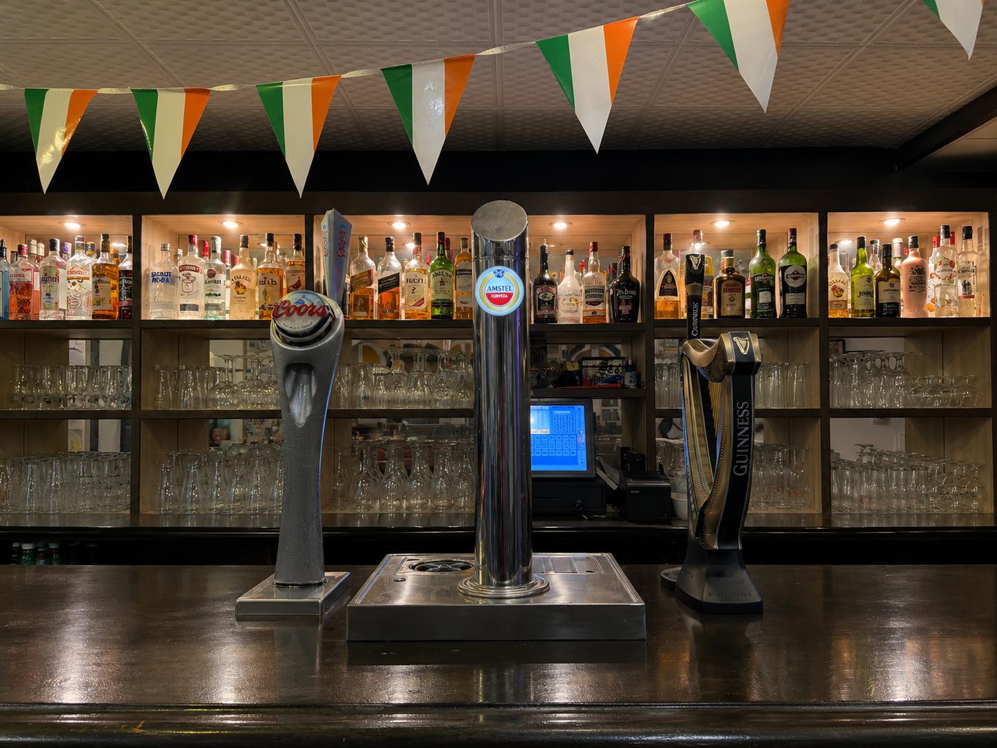 Coors, Amstel and Guinness taps at The Irish Table bar