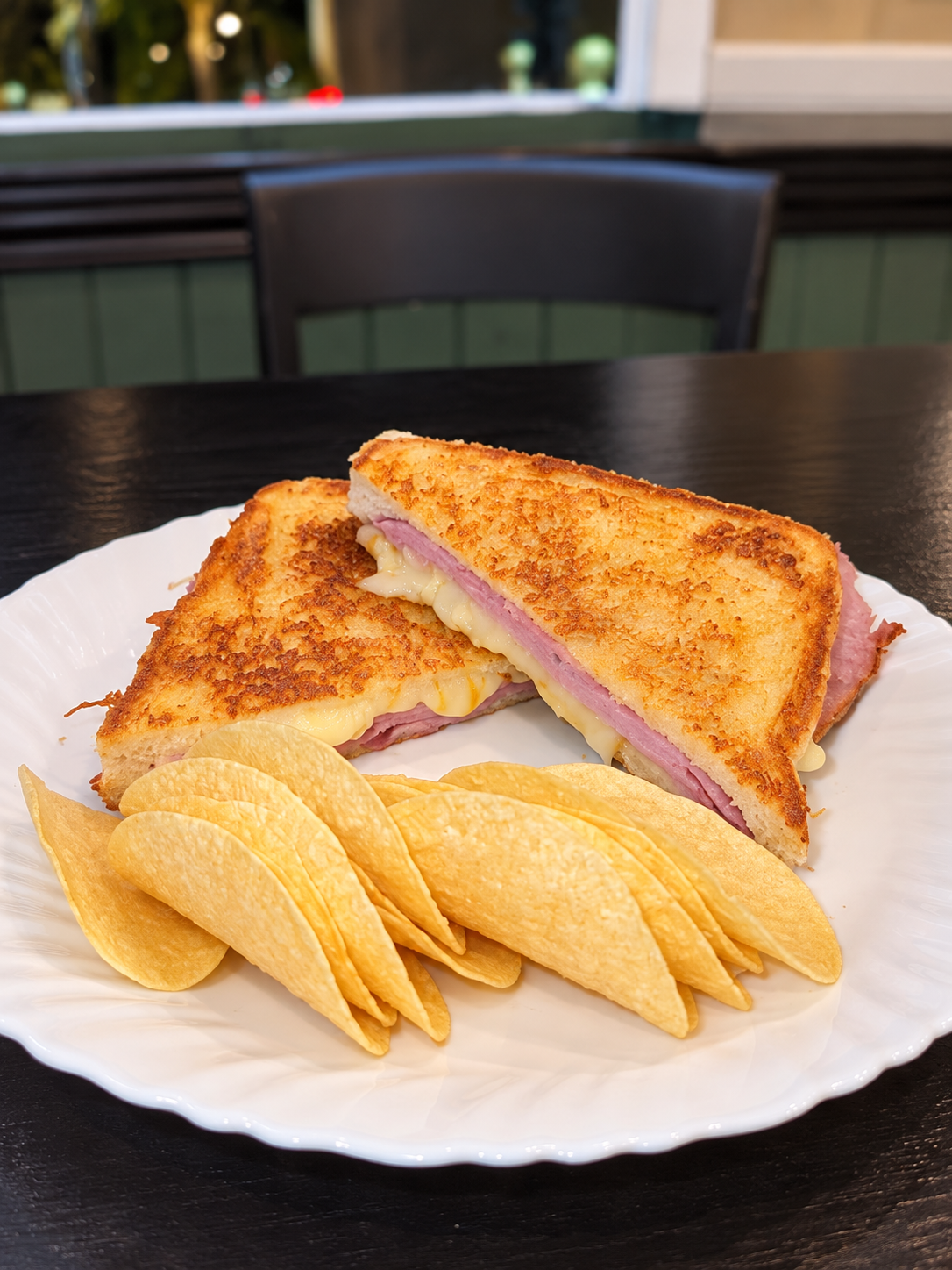Toastie made with traditional Irish ham, melted cheese and onion