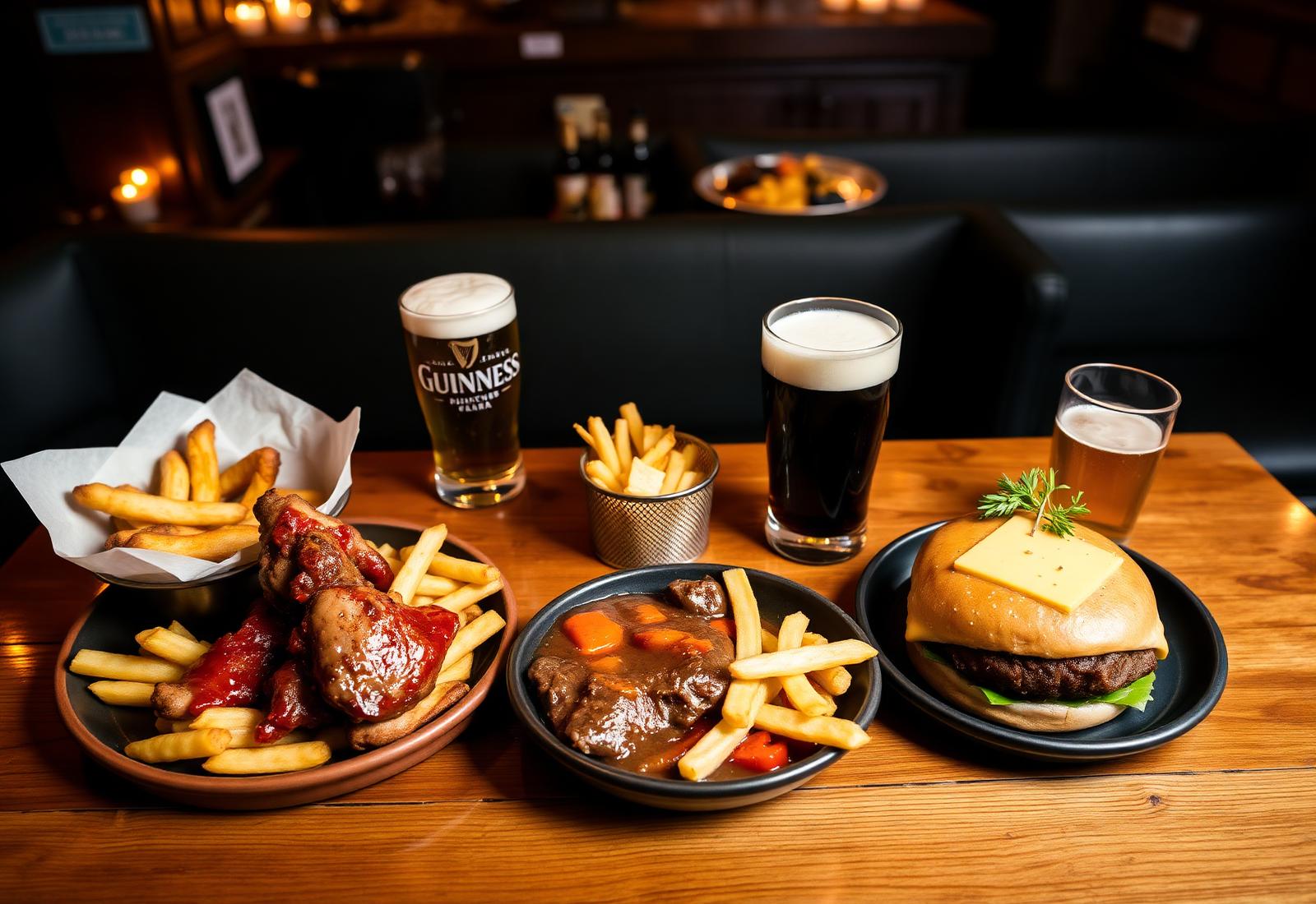 Evening food and pints of Guinness at The Irish Table Torremolinos