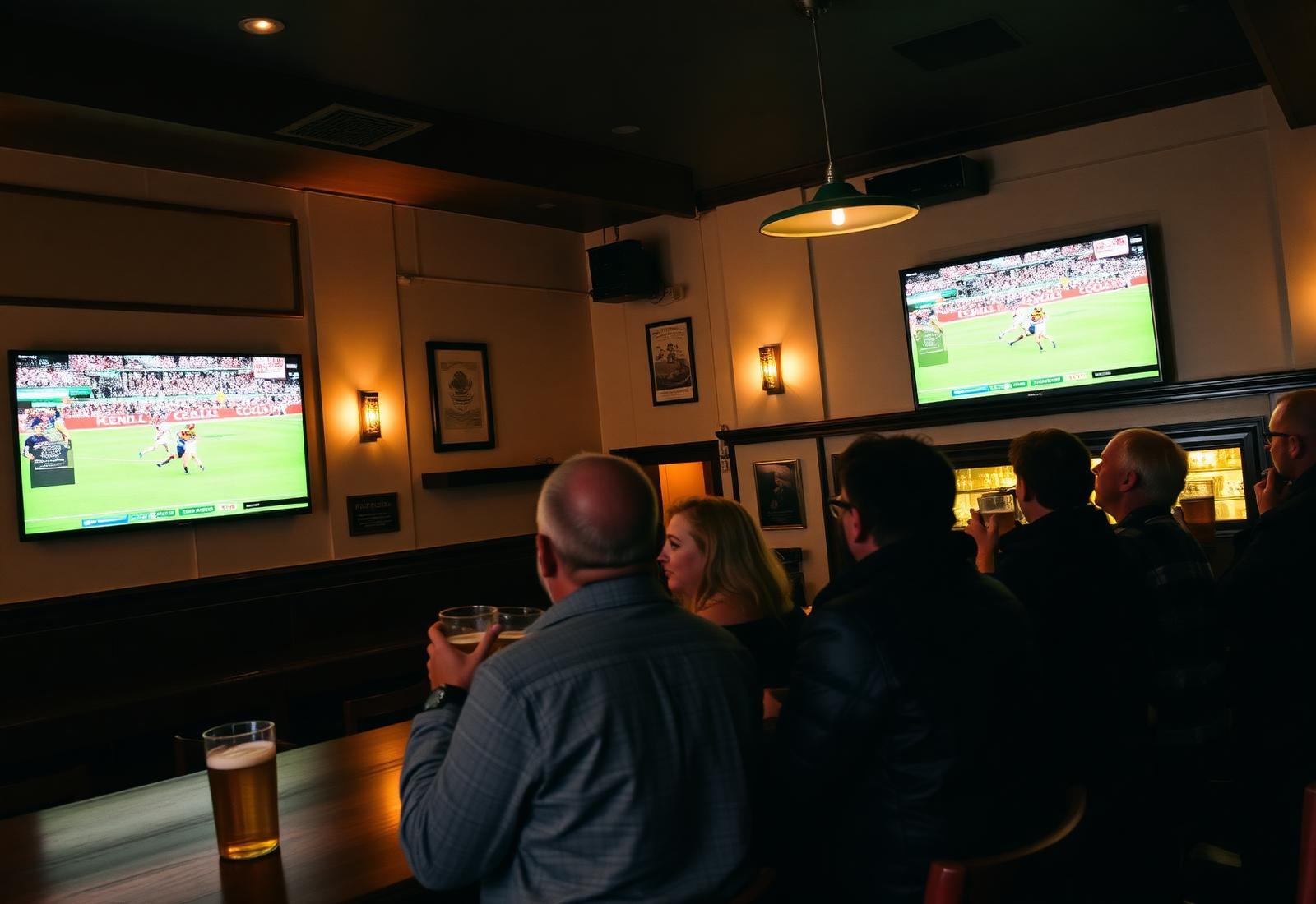 GAA match on big screens inside an Irish bar in Torremolinos